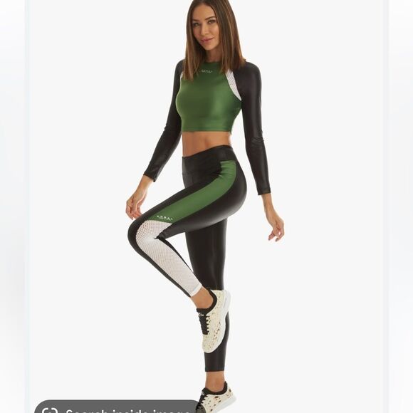 KORAL LEGGING SERENDIPITY HIGH RISE INFINITY LEGGING - BLACK/LEAF GREEN/WHITE - Picture 2 of 3